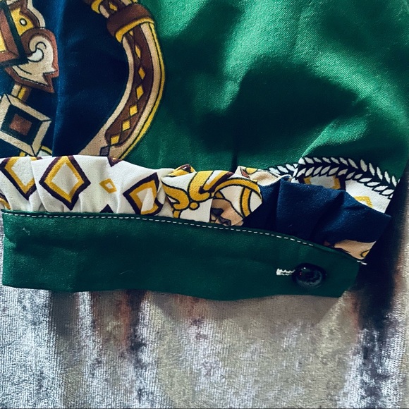 Vintage Inspired Green Black and White Button Down Blouse small - Picture 7 of 10